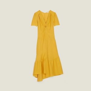 Sandro midi Yellow dress NWT with keyhole detail - sz 36